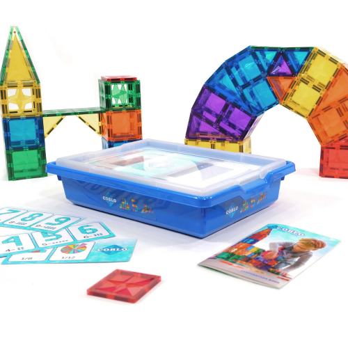COBLO - Magnetická stavebnice 100 dílů - Školní box s kartičkami