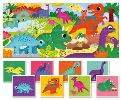 Ludattica - Oboustranné puzzle pro nejmenší Dinosauři - baby puzzle