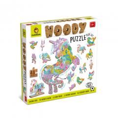 Ludattica - Dřevěné puzzle Jednorožci - Woody